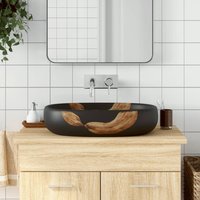 Berkfield Home Countertop Basin Black Oval 59x40x14 cm Ceramic | Size: 59 x 40 x 14 cm