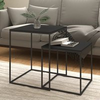Berkfield Home Coffee Table Set 2 pcs Engineered Wood & Metal in Black