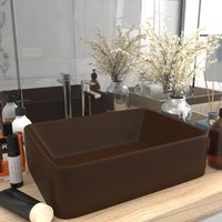 Berkfield Home Luxury Wash Basin Matt Dark Brown 41x30x12 cm Ceramic | Size: 41 x 30 x 12 cm