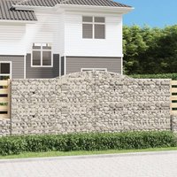 Berkfield Home Arched Gabion Baskets 3 pcs 400x50x160/180 cm Galvanised Iron in Silver