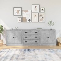 Sideboards 3 pcs Concrete Engineered Wood