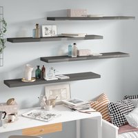 Berkfield Home Floating Wall Shelves 4 pcs High Gloss Grey 120x23.5x3.8 cm MDF
