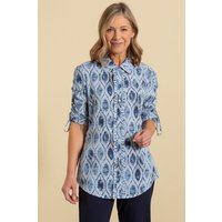 Ruffle Trim Printed Blouse