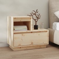 Berkfield Home Bedside Cabinet 60x34x51 cm Solid Wood Pine in Brown | Size: 60 x 34 x 51 cm