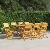 Berkfield Home Folding Garden Chairs 8 pcs 55x61x90 cm Solid Wood Teak in Brown | Size: 55 x 61 x 90 cm