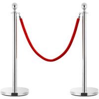 Berkfield Home Stanchion Stand Rope Red & Silver Velvet
