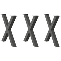 Berkfield Home Dining Table Legs X-Shaped 3 pcs Anthracite 80x(72-73) cm Steel in Black