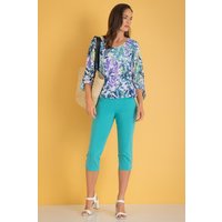 Klass. Women's Embellished Pull On Cropped Trousers in Aqua | Size: 22