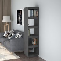 Berkfield Home Book Cabinet/Room Divider Grey 40x35x167 cm Solid Wood Pine | Size: 40 x 35 x 167 cm