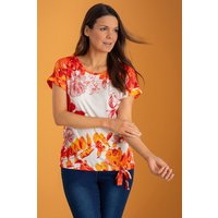 Klass. Bouquet Printed Tie Hem Jersey Top