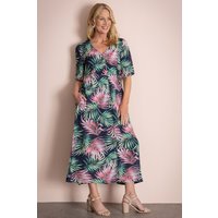Leaf Print Shirt Midi Dress