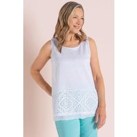 Anna Rose Women's Textured Printed Sleeveless Top in White | Size: Large