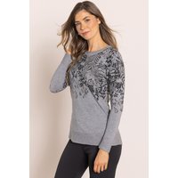 Klass. Women's Embellished Garden Print Jumper in Grey | Size: XL