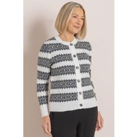 Anna Rose Women's Fairisle Cardigan in Cream | Size: Large