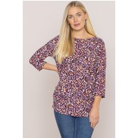 Klass. Women's Foil Printed Ruched Tunic Top in Purple | Size: Small