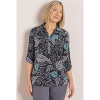 Anna Rose Women's Botanical Print Top in Black | Size: Medium