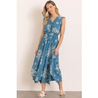 Klass. Printed Smocked Waist Dipped Hem Maxi Dress