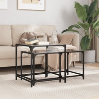 Berkfield Home Nesting Coffee Tables 2 pcs with Black Glass Top Steel