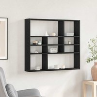 Berkfield Home Wall Shelf Black Oak 90x16x78 cm Engineered Wood | Size: 90 x 16 x 78 cm