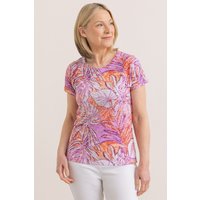Embellished Leaf Print Top