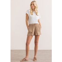 Klass. Women's Linen Blend Pull On Shorts in Beige | Size: 20