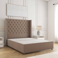 BSSPOKE Olivia Divan Bed Plush Velvet 54" Headboard & No Mattress No Drawers in Bronze | Size: Single