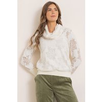 Klass. Lace & Knit Cowl Neck Top