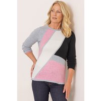 Anna Rose Colour Block Knitted Top - Pink