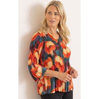 Klass. Women's Floral V-Neck Pleated Chiffon Top