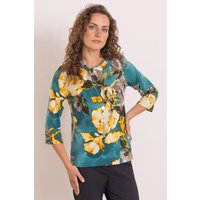 Anna Rose Printed Jersey Top with Necklace - Teal