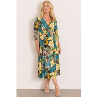 Anna Rose Printed Jersey Midi Dress in Teal