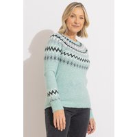 Anna Rose Women's Fair Isle Knitted Jumper - Aqua