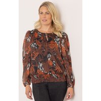 Klass. Smocked Hem Leaf Print Top