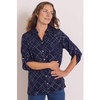 Anna Rose Geometric Foil Print Blouse Navy