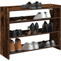 Berkfield Home Shoe Rack Smoked Oak 80x25x62 cm Engineered Wood in Brown | Size: 80 x 25 x 62 cm