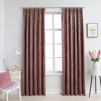Berkfield Home Blackout Curtains 2pcs with Hooks Velvet Antique Pink 140x175cm | Size: 140x175 cm