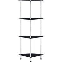 Berkfield Home 4-Tier Shelf Black 30x30x100 cm Tempered Glass | Size: 30 x 30 x 100 cm