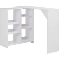 Berkfield Home Bar Table with Moveable Shelf White 138x39x110 cm | Size: 138 x 39 x 110 cm