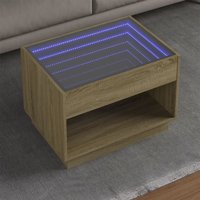 Berkfield Home Coffee Table with Infinity LED Sonoma Oak 70x50x50 cm in Brown | Size: 70 x 50 x 50 cm
