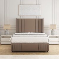 BSSPOKE Peyton Divan Bed Set Plush Velvet 54"Headboard & Mattress No Drawers in Bronze | Size: Single