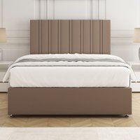 BSSPOKE Sienna Plush Velvet Divan Bed Set 24"Headboard & Mattress No Drawers in Bronze | Size: Double