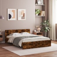 Bed Frame LED without Mattress Smoked Oak 160x200 cm