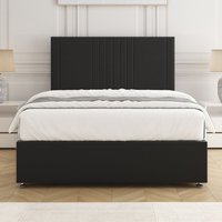 Monaco Velvet Plush Divan Bed Set 24" Headboard & Mattress No Drawers Double