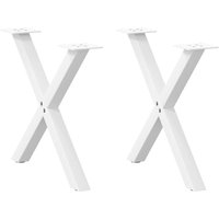 Berkfield Home Coffee Table Legs X-Shaped 2 pcs White 60x(42-43) cm Steel