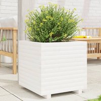 Berkfield Home Garden Planter White 50x50x49.5 cm Solid Wood Pine