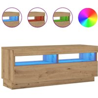 TV Cabinet LED Lights Artisian Oak 100x35x40 cm Engineered Wood x 35 x 40 cm