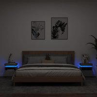 Berkfield Home Bedside Cabinets with LED Lights 2 pcs Concrete Grey 40x39x48.5 cm