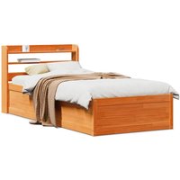 Berkfield Home Bed Frame with Headboard Wax Brown 100x200 cm Solid Wood Pine