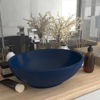 Berkfield Home Luxury Basin Oval-shaped Matt Dark Blue 40x33 cm Ceramic
