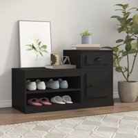 Berkfield Home Shoe Cabinet Black 100x42x60 cm Engineered Wood | Size: 100 x 42 x 60 cm